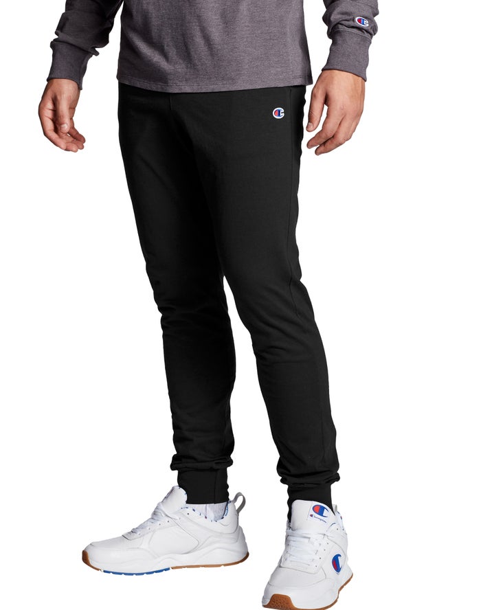 Champion Mens Joggers NZ - Classic Jersey Black ( 2586-PLVMY )